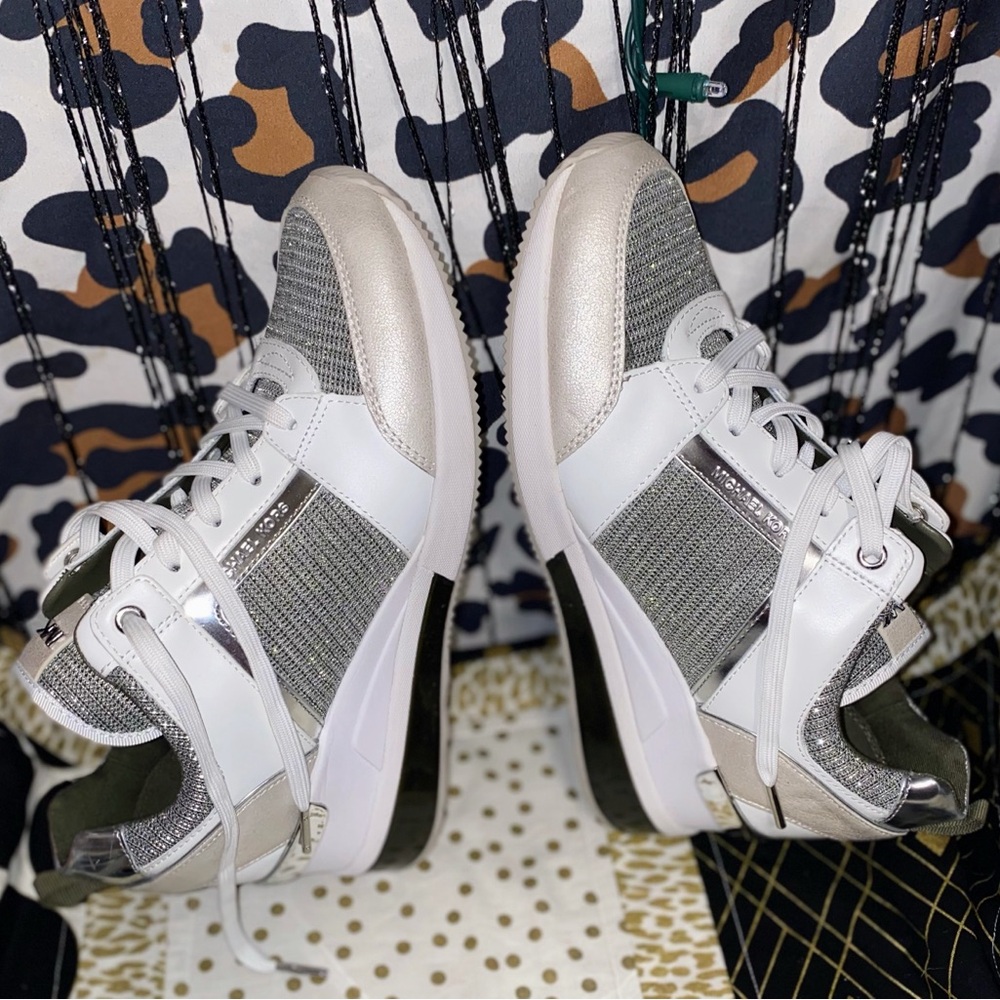SALE! MICHAEL KORS GEORGIE SIGNATURE LOGO BLINGED OUT EXTREME SNEAKERS